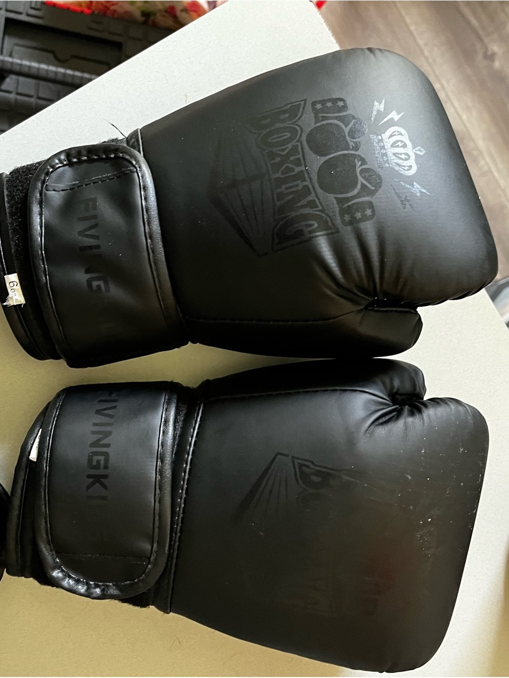 Black Boxing Gloves - Five Ringk Logo